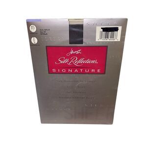 Hanes Silk Reflections Signature Pantyhose Off Black EF Control Top Reinforced